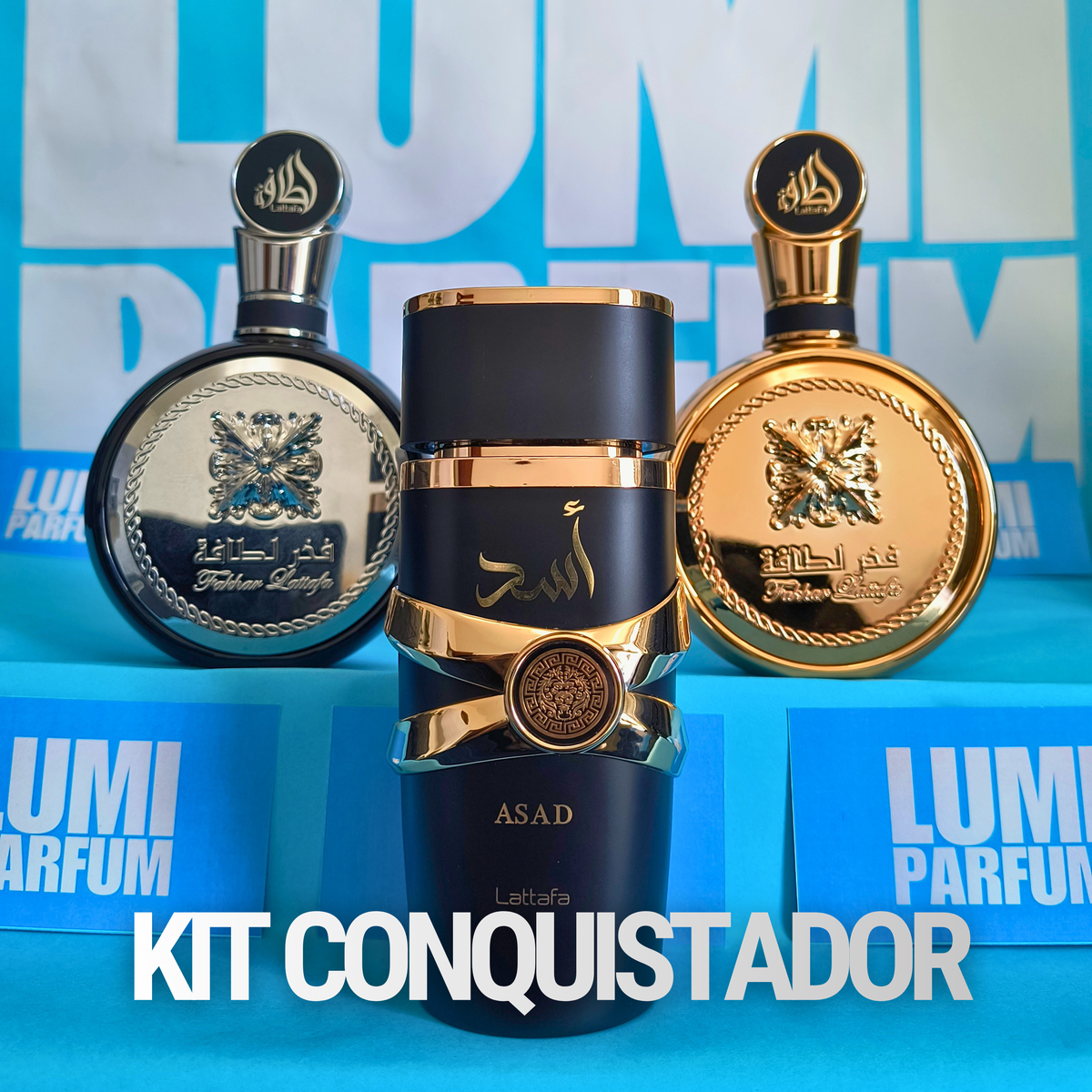 Oferta Especial | Kit Conquistador (3 Perfumes Asad + Fakhar Black + Fakhar Gold) Envio Grátis