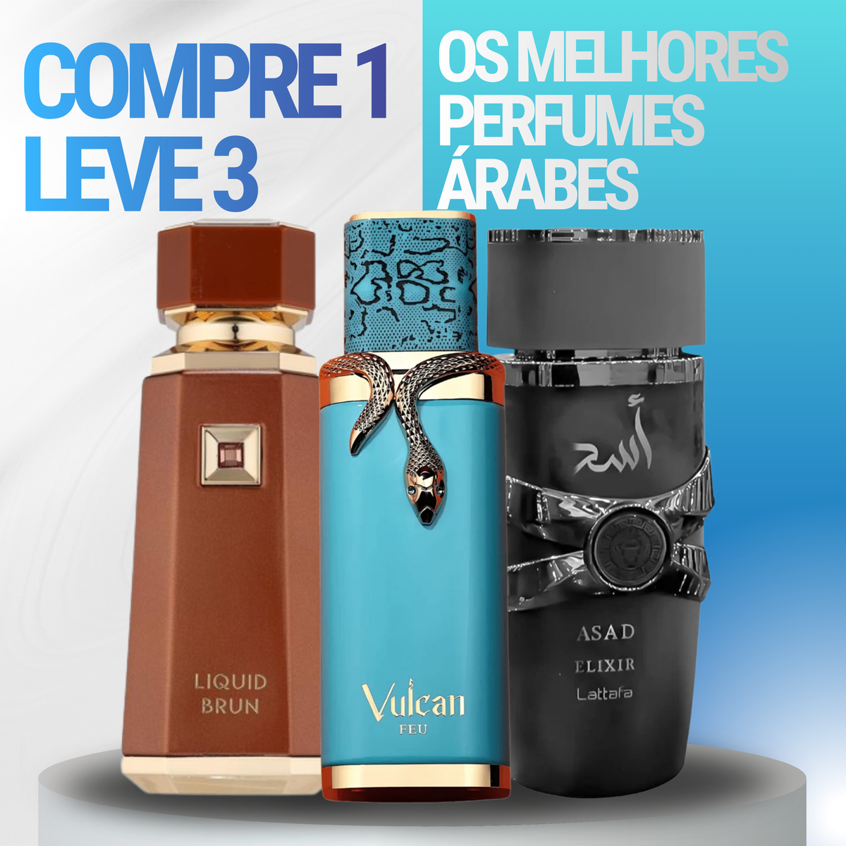Oferta Especial | Kit Premium (3 Perfumes Asad Elixir + Liquid Brun + Vulcan Feu) Envio Grátis